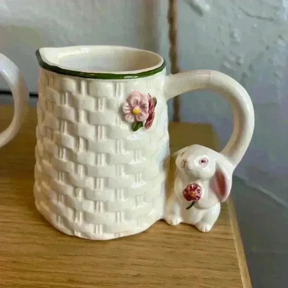 Vintage Avon Easter Bunny Ceramic Milk Pitcher, Sugar Box & Candy Dish Set